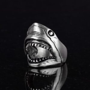 Köpek Balığı Yüzüğü, 925 Ayar Gümüş Erkek Yüzüğü, Hayvan Tasarımı - Görsel 5