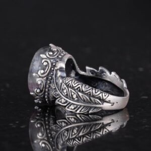 Gerçek Doğal Florit Taşlı Kadın Yüzüğü, Vintage Boho Tasarım - Görsel 7