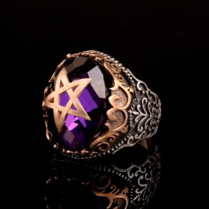 Yıldız Yüzük, Mühür Yüzük, 925 Ayar Gümüş Erkek Yüzük, El Yapımı Yüzük - Görsel 3