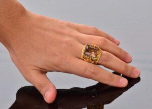 Sultanit Taşlı El Yapımı Yüzük, Altın Kaplama Sterlin Gümüş Erkek Yüzüğü - Dönüşüm ve Gizem Sembolü - Görsel 6