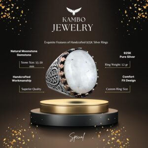 925 Ayar Katı Gümüş Erkek Yüzük - Doğal Aytaşı ile El Yapımı Zarafet - Görsel 5