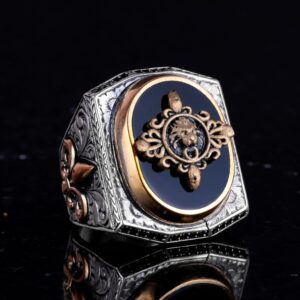 Hayvan Yüzük - Aslan Erkek Yüzüğü - 925 Ayar Gümüş Yüzük Erkekler İçin - Görsel 5