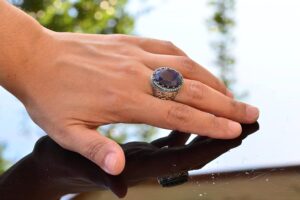 Gerçek Doğal Mavi Safir Taşlı Yüzük, 925 Ayar Gümüş Yüzük, 12.20 Karat, Özel Yüzük - Görsel 6