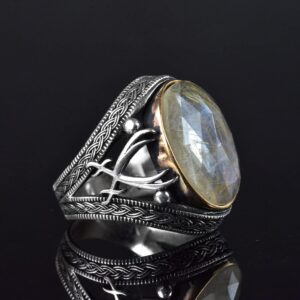 Gerçek Doğal Taş Erkek Yüzüğü, Kılıç Yüzüğü, 925 Ayar Gümüş Erkek Yüzüğü (Rutilatlı Kuvars) - Görsel 4