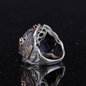 Gümüş Camii Yüzüğü, Yapay Taş Yüzüğü, 925 Ayar Gümüş Yapay Safir Taş Yüzüğü - Çeşitli Koleksiyon - Görsel 6