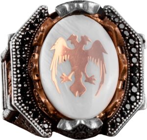 925 Ayar Gümüş Erkek İkiz Başlı Kartal Yüzük - Cesur ve Görkemli Tasarım, Günlük Kullanım ve Özel Etkinlikler İçin İdeal - Görsel 1