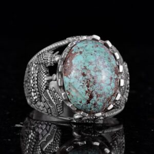 Gerçek Doğal Arizona Turkuaz Taş Yüzük, Cami Detaylı Yüzük, 925 Ayar Gümüş Yüzük (Model-2) - Görsel 5