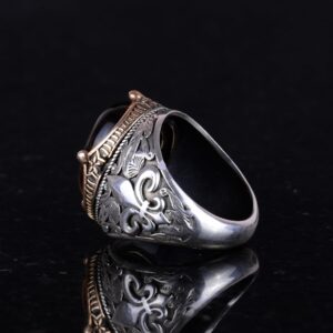 925 Ayar Gümüş El Yapımı Erkek Yüzük - Çeşitli Doğal Taşlarla Mevcut (Kaplan Gözü) - Görsel 6