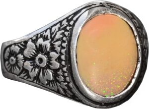 Gerçek Doğal Opal Taşı Yüzük, Erkekler İçin Gümüş Yüzük, El Yapımı Yüzük, 925 Ayar Gümüş Erkek Yüzüğü - Görsel 1