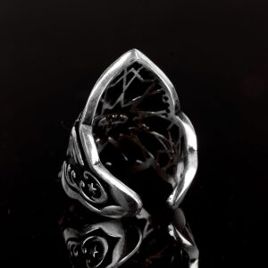 Ayarlanabilir 925 Ayar Gümüş Erkek Başparmak Yüzüğü - İkili Kartal ve Okçuluk Tasarımı - Görsel 6