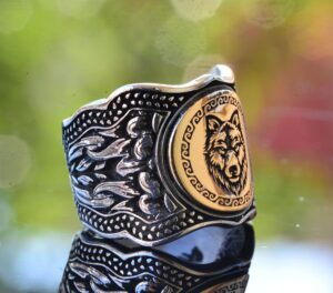 Kurt Gümüş Erkek Yüzük, Yaban Hayatı Yüzüğü, Hayvan Gümüş Yüzük, 925 Ayar Gümüş Yüzük - Görsel 4