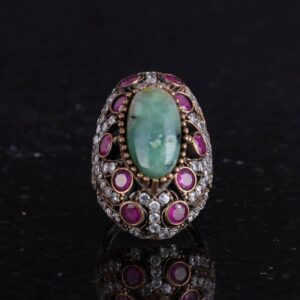 925 Ayar Katı Gümüş Yüzük - Gerçek Doğal Zümrüt Taşlı Yüzük Erkekler İçin - Sultan Yüzüğü - Görsel 5