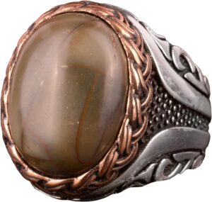 Gümüş Erkek Yüzük, Doğal Qianhai Jade Taş Yüzük - Görsel 1