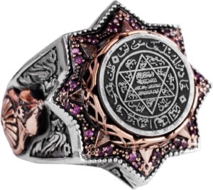 David Yıldızı Erkek Yüzüğü, Süleyman Yüzüğü, 925 Ayar Gümüş Yüzük Erkekler İçin - Görsel 1