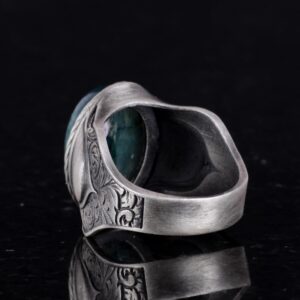 Doğal Taş Yüzük, 925 Ayar Gümüş Yüzük, Cabochon Zümrüt Yüzük - Görsel 5