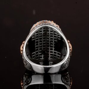 Erkekler için El Yapımı Doğal Arizona Turkuaz Taşı Yüzük, 925 Ayar Gümüş Yüzük, Sultan Yüzüğü (Model-9) - Görsel 7