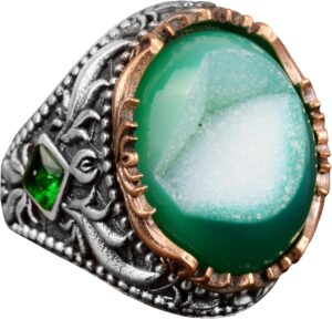 Vintage Erkek 925 Ayar Gümüş Yüzük, Doğal Druzy Kuvars Taş - Görsel 1