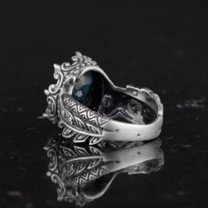 Gerçek Doğal Zümrüt Taşlı Vintage Bohem Tasarım Gümüş Kadın Yüzüğü - Görsel 6