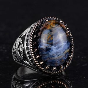 Gerçek Doğal Taş Yüzük - El Yapımı Kartal Yüzüğü - 925 Ayar Gümüş Yüzük (Pietersite) - Görsel 5