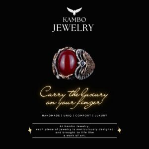 925 Ayar Sert Gümüş Yüzük, Doğal Cabochon Yakut Taş Yüzük - Görsel 6