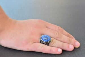 Erkekler için 925 Ayar Gümüş Yüzükler - Doğal Taş Seçimi (Sodalit) - Görsel 6