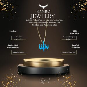 Allah Sembolü Kolye, Allah İsimleri Kolyesi, 925 Ayar Gümüş Kolye, Altın Kaplama Gümüş Zincir - Görsel 3