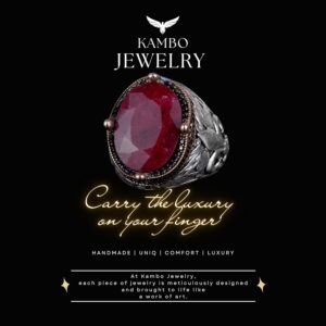 925 Ayar Gümüş El Yapımı Erkek Yüzük - Çeşitli Doğal Yakut Taşlı - Görsel 7