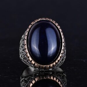 Oluşturulmuş Taş Yüzük, 925 Ayar Gümüş Erkek Yüzüğü, Büyük Yüzük (Oniks Oluşturulmuş Taş) - Görsel 4