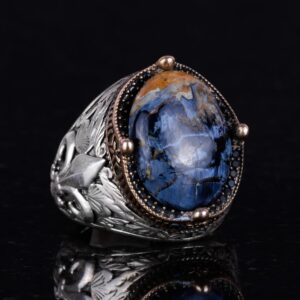 925 Ayar Gümüş El Yapımı Erkek Yüzük - Çeşitli Doğal Taşlarla Mevcut (Pietersite) - Görsel 4