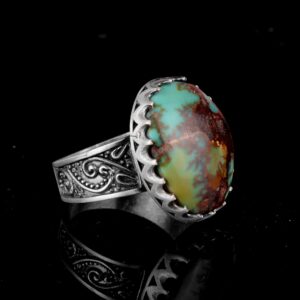 Gerçek Doğal Arizona Turkuaz Taş Yüzük, 925 Ayar Gümüş Yüzük, Özel Takı - Görsel 4