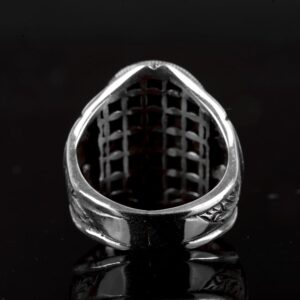 Gerçek Doğal Zümrüt Taşı Erkek Yüzük, Osmanlı Yüzüğü, Orta Doğu Etnik Tasarım, 925 Ayar Gümüş Yüzük - Görsel 6