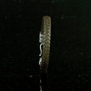 Şık El Yapımı Modern Erkek Aksesuarı - 925 Ayar Gümüş Detaylı Deri Bilezik - Görsel 2