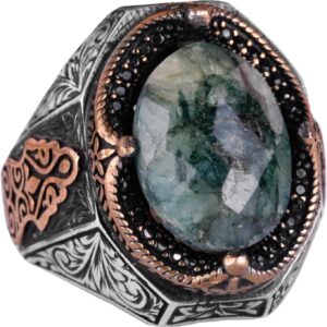 Şık El Yapımı Zümrüt Taşlı Yüzük, 925 Ayar Gümüş Yüzük - Görsel 1