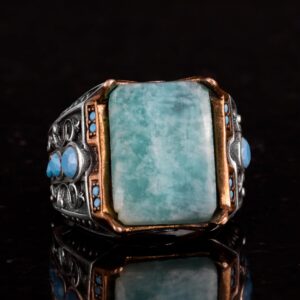 Gerçek Doğal Taş Yüzük - 925 Ayar Gümüş Yüzük (Amazonit) - Görsel 5