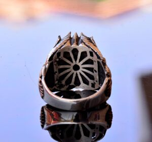 El Yapımı Oniks Taşlı Yüzük, Gümüş Erkek Yüzüğü, Kartal Tasarımı - Gücün ve Korumanın Sembolü - Görsel 8