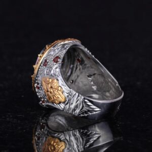 Yapay Taş Yüzük - Sultan Yüzüğü - 925 Ayar Gümüş Yüzük - El Yapımı Kral Yüzüğü (Yapay mistik topaz) - Görsel 7