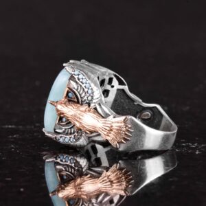 Gerçek Doğal Larimar Taşı Yüzük - El Yapımı 925 Ayar Gümüş Yüzük - Sakinlik, Şifa ve Netliğin Sembolü - Görsel 6