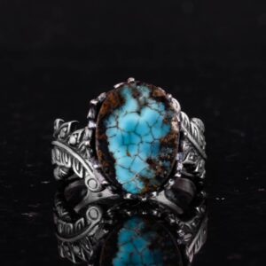 Gerçek Doğal Arizona Turkuaz Taş Yüzük, 925 Ayar Gümüş Yüzük, Minimalist El Yapımı Yüzük (Stil-9) - Görsel 4