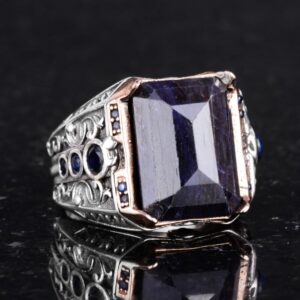 Gerçek Doğal Mavi Safir Taş Yüzük - El Yapımı Yüzük - 925 Ayar Gümüş Yüzük - Görsel 5