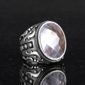 Yapay Taş Yüzük, 925 Ayar Gümüş Yüzük, Tasarım Gümüş Erkek Yüzüğü (Kristal Yapay Taş) - Görsel 5