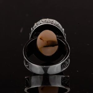 Gerçek Doğal Rutilit Kuvars Taşlı Yüzük, Büyük Yüzük, Erkek Yüzüğü, Gümüş Yüzük Erkekler İçin - Görsel 7