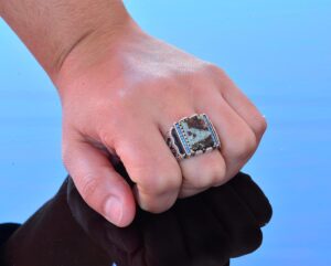 Gerçek Doğal Arizona Turkuaz Taş Yüzük - Gümüş Özelleştirilebilir Erkek Yüzüğü - Görsel 7