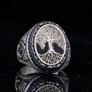 Ağaç Hayatı Tasarımlı El Yapımı Vintage Tarzı Gümüş Yüzük - Görsel 5