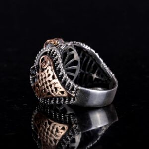 Doğal Larimar Taşlı Yüzük, 925K Saf Gümüş Erkek Yüzüğü, Okyanus Sakinliği Tasarımı - Görsel 5