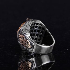 El Yapımı Doğal Kaplan Gözlü Taş Yüzük - 925 Ayar Katı Gümüş Erkek Yüzüğü, Cesur Tasarım - Görsel 7