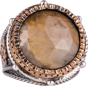 Gerçek Doğal Taş El Yapımı Yüzük - 925 Ayar Gümüş Yüzük (Sarı Safir) - Görsel 1