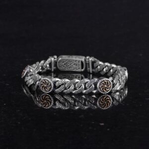 925 Ayar Gümüş Erkek Bilezik, Dönme Motifi, El Yapımı Zincir Bilezik - Görsel 4
