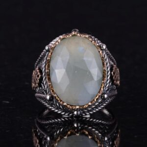 Doğal Akuamarin Taşlı Yüzük, Sakin 925 Ayar Sert Gümüş Erkek Yüzük - Görsel 5