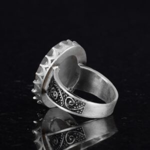 Gerçek Doğal Sedef Taş Yüzük - 925 Ayar Gümüş Büyük Yüzük - El Yapımı Yüzük - Görsel 7