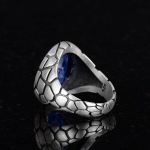 Erkekler için Lüks 925 Ayar Gümüş Yapay Taş Yüzükler - Farklı ve Çeşitli Koleksiyon (Lacivert Paraiba Yapay Taşı) - Görsel 5